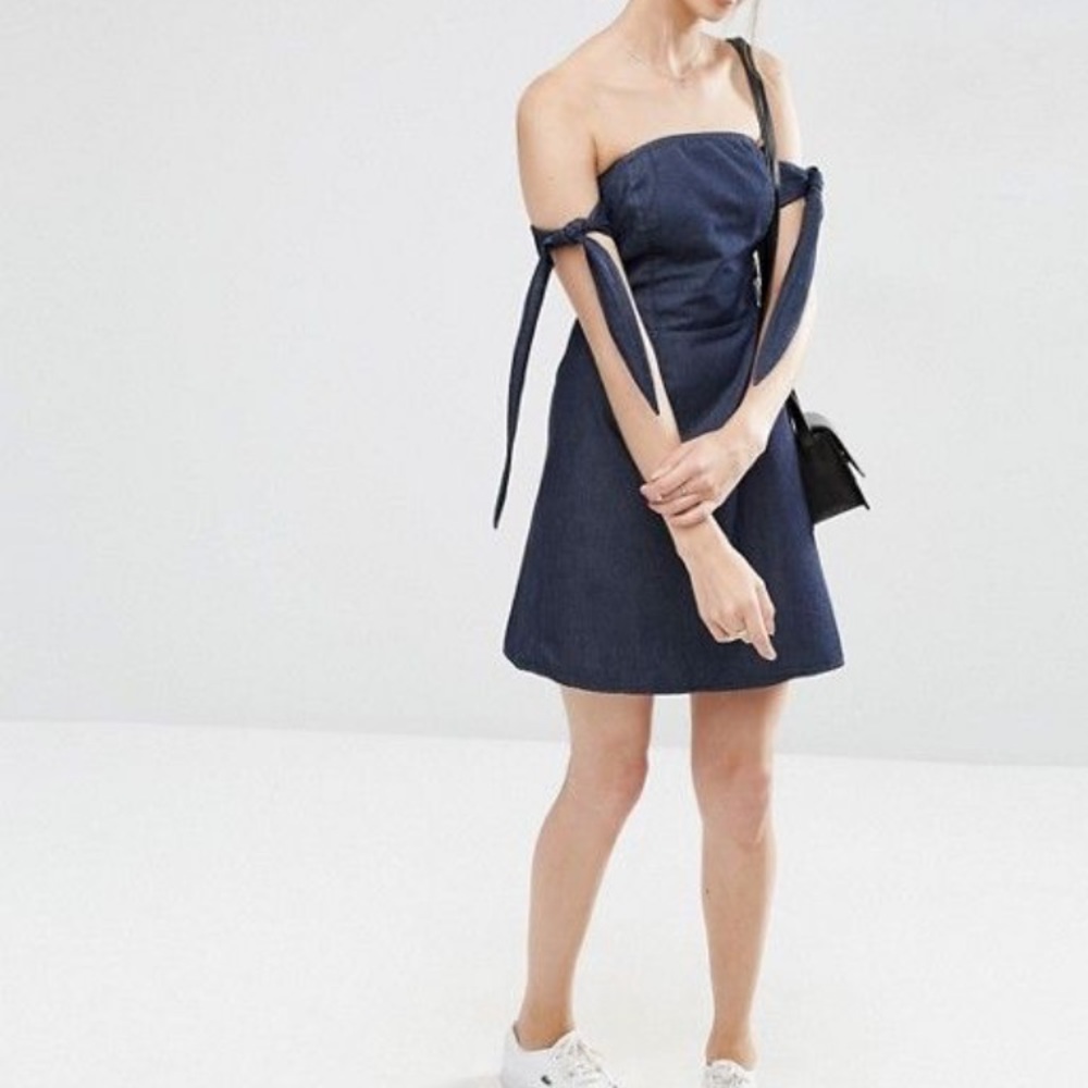 ASOS Tie Sleeve Denim Dress